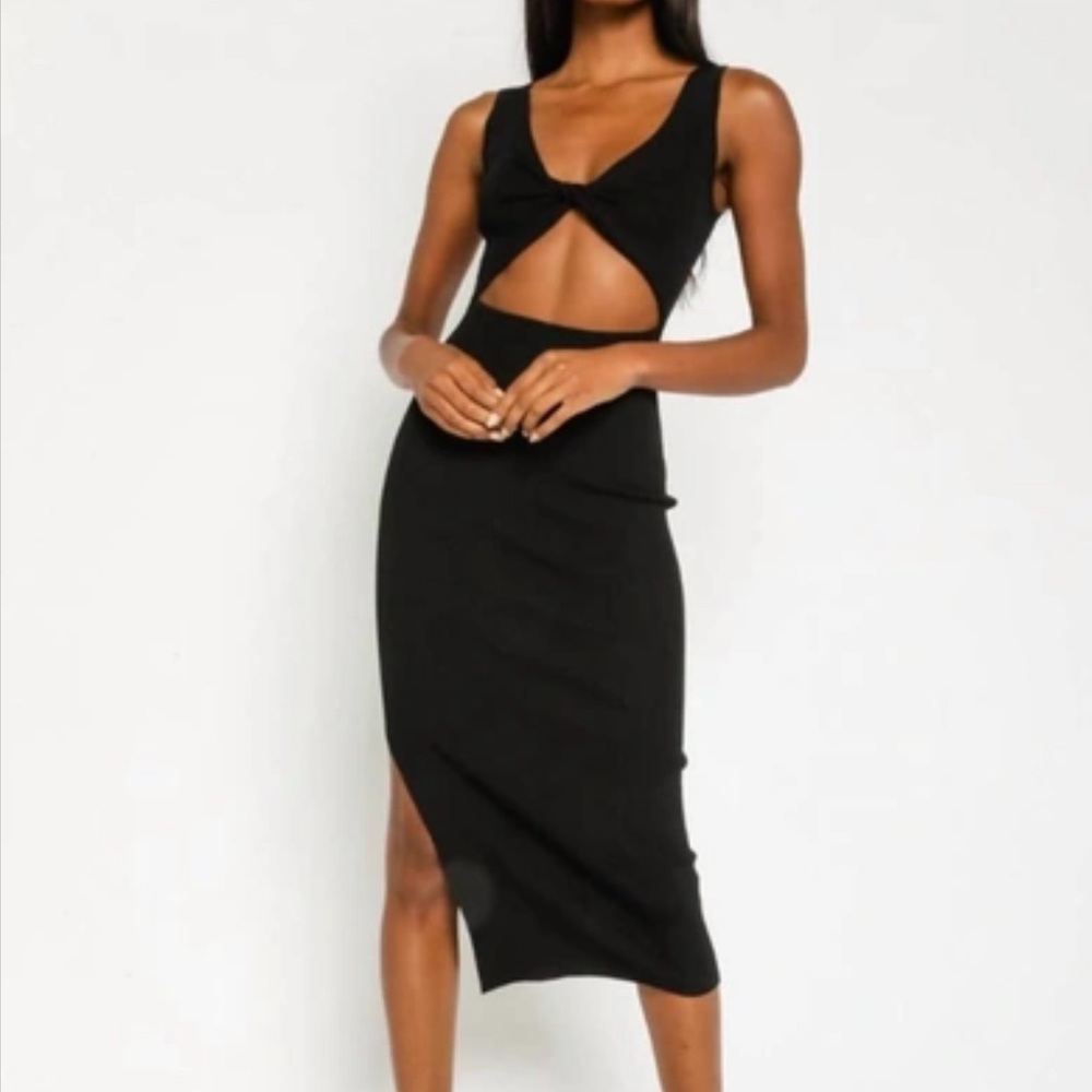 Olivaceous Black Midi Dress